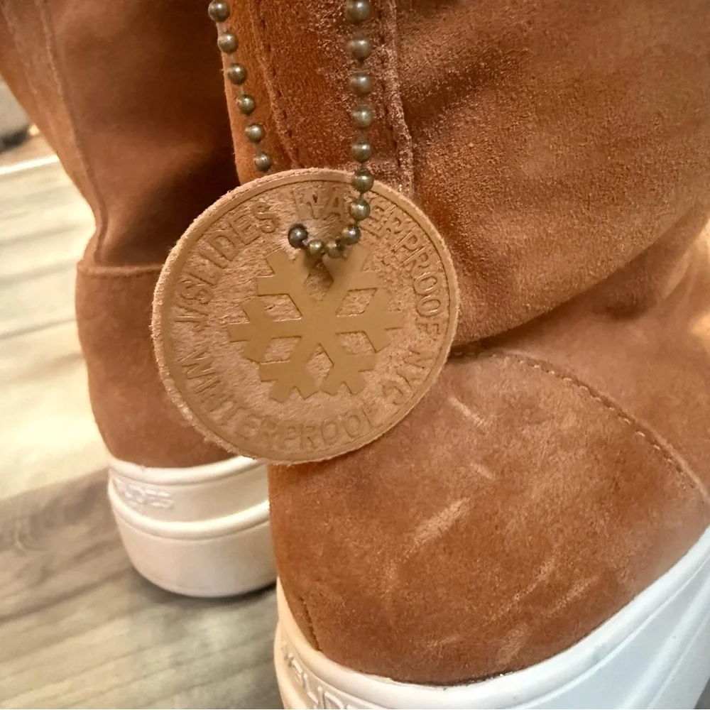 J Slides ‘Torrie’ Brown Suede High Top Faux Fur Boots